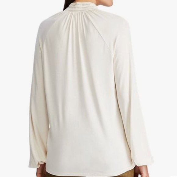 NWT: LAUREN RALPH LAUREN | Jersey Mockneck Grandmacore Blouse - Picture 3 of 4